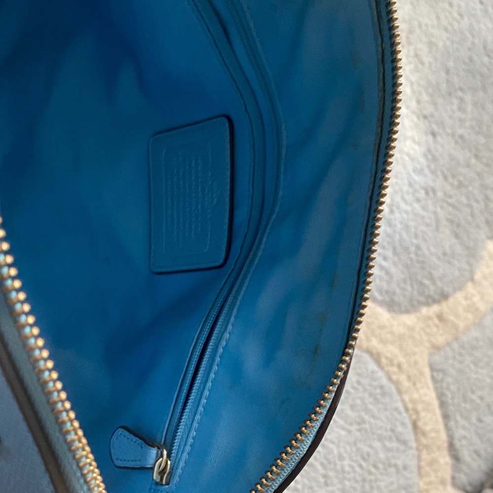 Coach Blue Leather Dome Satchel with Gold Hardware - Picture 12 of 16